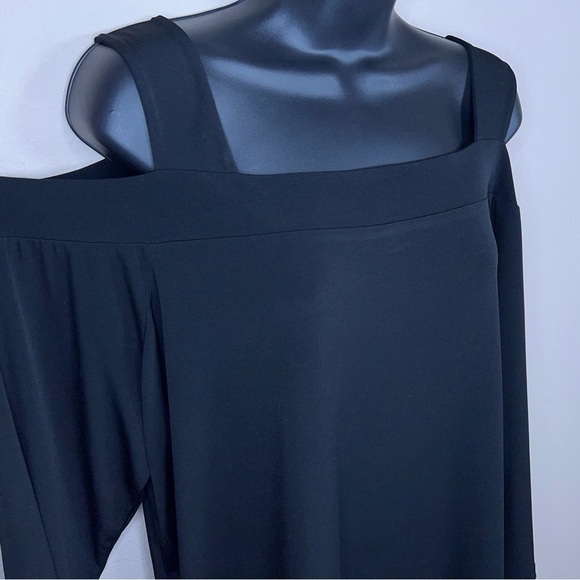 SIZE 22/24 WOMAN WITHIN BLACK STRETCH BLOUSE GOTH CUTOUT ACCENT PLUS - Picture 2 of 12